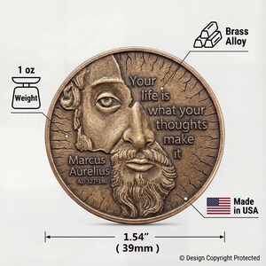 Marcus Aurelius Medallion by EDC Reminder Coins | Daily stoic philosophy - your life depends upon the quality of your thoughts image 4