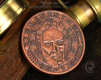 Memento Mori Coin | EDC Reminder Coins | Daily Stoic Reminder Motto Medallion | EDC Copper Gear | Stoic Mindset Quote Challenge Coins