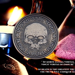 Omnia Vanitas EDC Reminder Latin Daily Stoic Gift Remember Death Skull Coin Silver Medallion Hobo Nickel Military Army Veteran Coins image 3