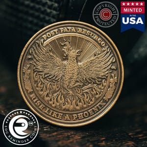 フェニックス コイン | EDC リマインダー チャレンジ コイン | フェニックス バード ファイア ライジング アッシュ | 毎日持ち歩くコイン | モチベーション ギフト | 励ましのギフト