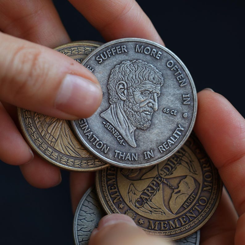 Seneca Coin | Stoicism | Stoic Philosophy | Daily Stoic Reminder | Stoic mindset | Stoic Store | Seneca | Stoic Quotes | Motivation Coin image 7