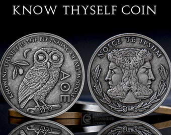 Know Thyself Coin: Stoic Reminder Medallion - Antique Silver Finish