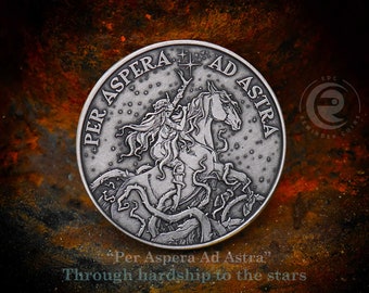 Per Aspera Ad Astra Coin | EDC Reminder Challenge Coin | Through The Hardships To The Stars |Birthday Gift | Graduation Gift | EDC Coins