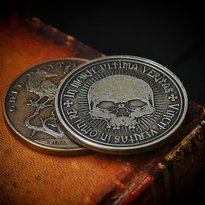 Omnia Vanitas EDC Reminder Latin Daily Stoic Gift Remember Death Skull Coin Silver Medallion Hobo Nickel Military Army Veteran Coins image 9