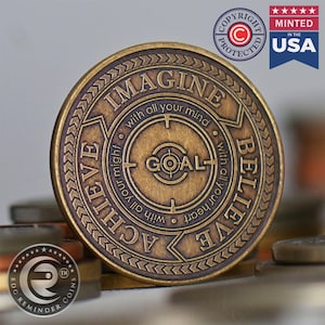目標達成コイン | EDC リマインダー コイン | 毎日持ち歩ける真鍮チャレンジ コイン | 目標リマインダー メダリオン | 毎日の名言コイン | 目標設定