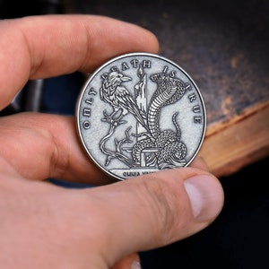 Omnia Vanitas EDC Reminder Latin Daily Stoic Gift Remember Death Skull Coin Silver Medallion Hobo Nickel Military Army Veteran Coins image 2