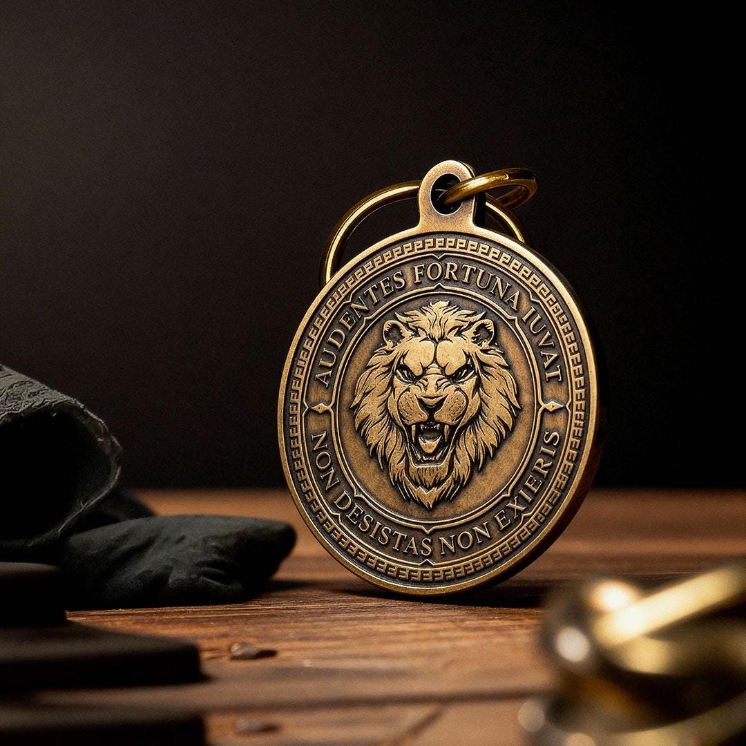 Audentes Fortuna Iuvat キータグ | EDC リマインダーコイン | 幸運は勇敢な者に味方する |  毎日のモチベーションを高める名言キータグ | オリジナルギフト 夫 - Etsy 日本