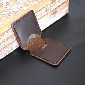 Bolsa para 2 monedas recordatorias EDC / Monedero doble EDC de cuero / Funda de cuero EDC / Monedero de uso diario / Estuche de cuero para artículos EDC