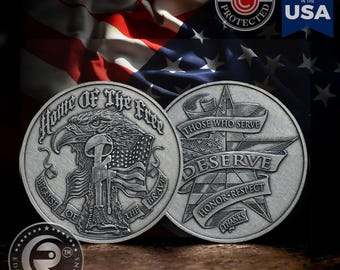 Patriotic Coin | US Military American Freedom Eagle Challenge Coins | ARMY Veteran Proudly Served Commemorative Collectible Challenge Coin