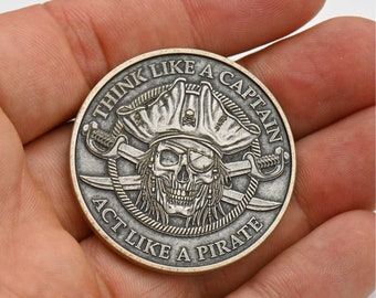 Pirate Coin | EDC Reminder Coins | Skull Octopus Souvenir Challenge Coin Medallion | Sea Pirate Flag Ship Treasure Map | EDC Pirate Token