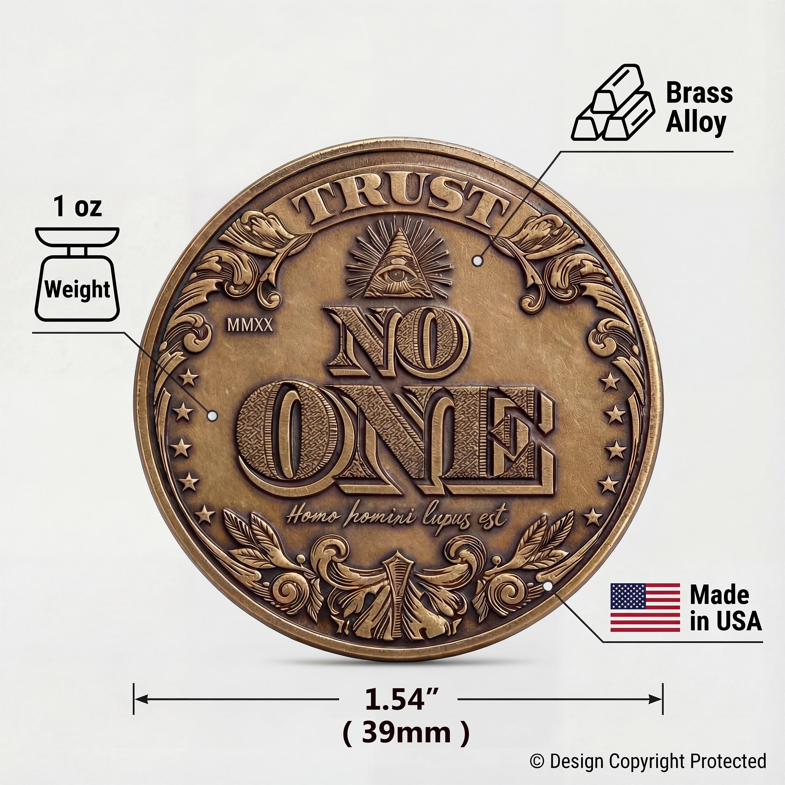 Badass Coin | Trust No One Coin | Reminder Coin | American Dollar