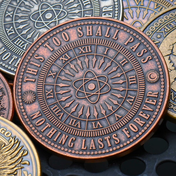 This Too Shall Pass | Challenge Coin | Copper Coins | Everyday Carry Reminder Coin | Cool EDC Coins | Coins Pocket Gear | Worry Coin