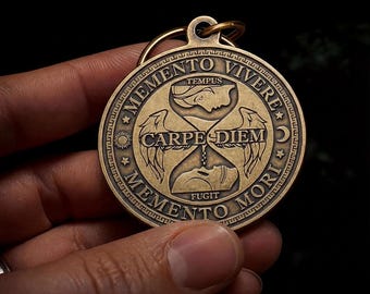 Carpe Diem Key Tag | Daily Stoic Coin | Memento Mori Key Tag | Motivation Men Husband Friend Gift | Tempus Fugit EDC Reminder Coin