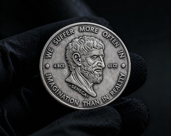 Moneta Seneca / Stoicismo / Filosofia stoica / Promemoria stoico quotidiano / Mentalità stoica / Negozio stoico / Seneca / Citazioni stoiche / Moneta motivazionale