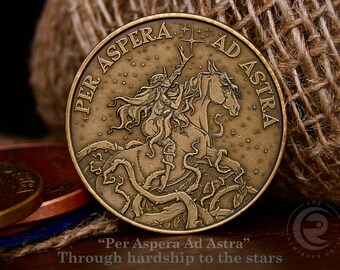 Per Aspera Ad Astra Coin | EDC Reminder Challenge Coin | Through The Hardships To The Stars |Birthday Gift | Graduation Gift | EDC Coins