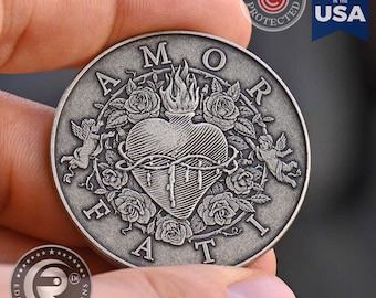 Amor Fati Coin| Stoicism | Love of Fate | Stoic Philosophy | Daily Stoic | | Epictetus | Marcus Aurelius | Seneca | Stoic Quotes