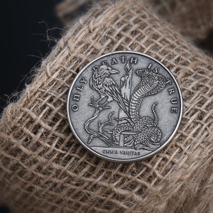 Omnia Vanitas EDC Reminder Latin Daily Stoic Gift Remember Death Skull Coin Silver Medallion Hobo Nickel Military Army Veteran Coins image 4