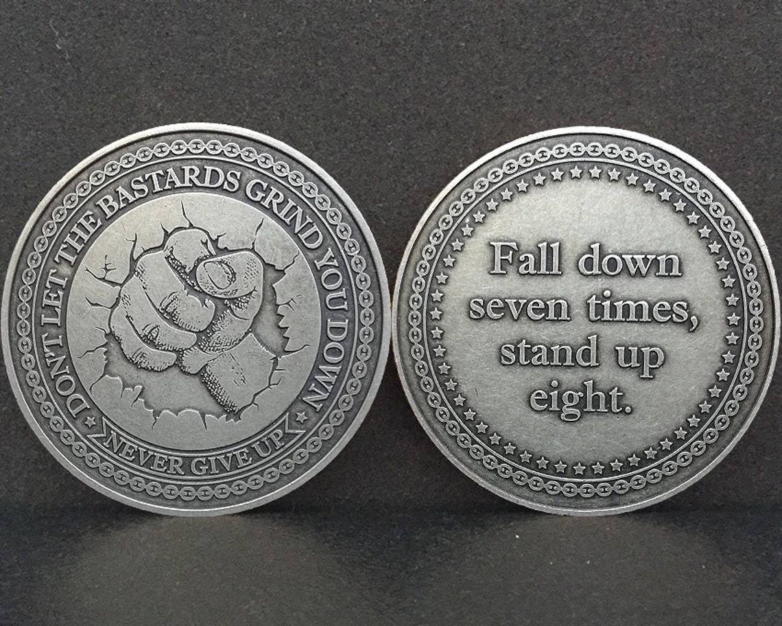 Never Give Up Coin EDC Reminder Challenge Coins | Etsy