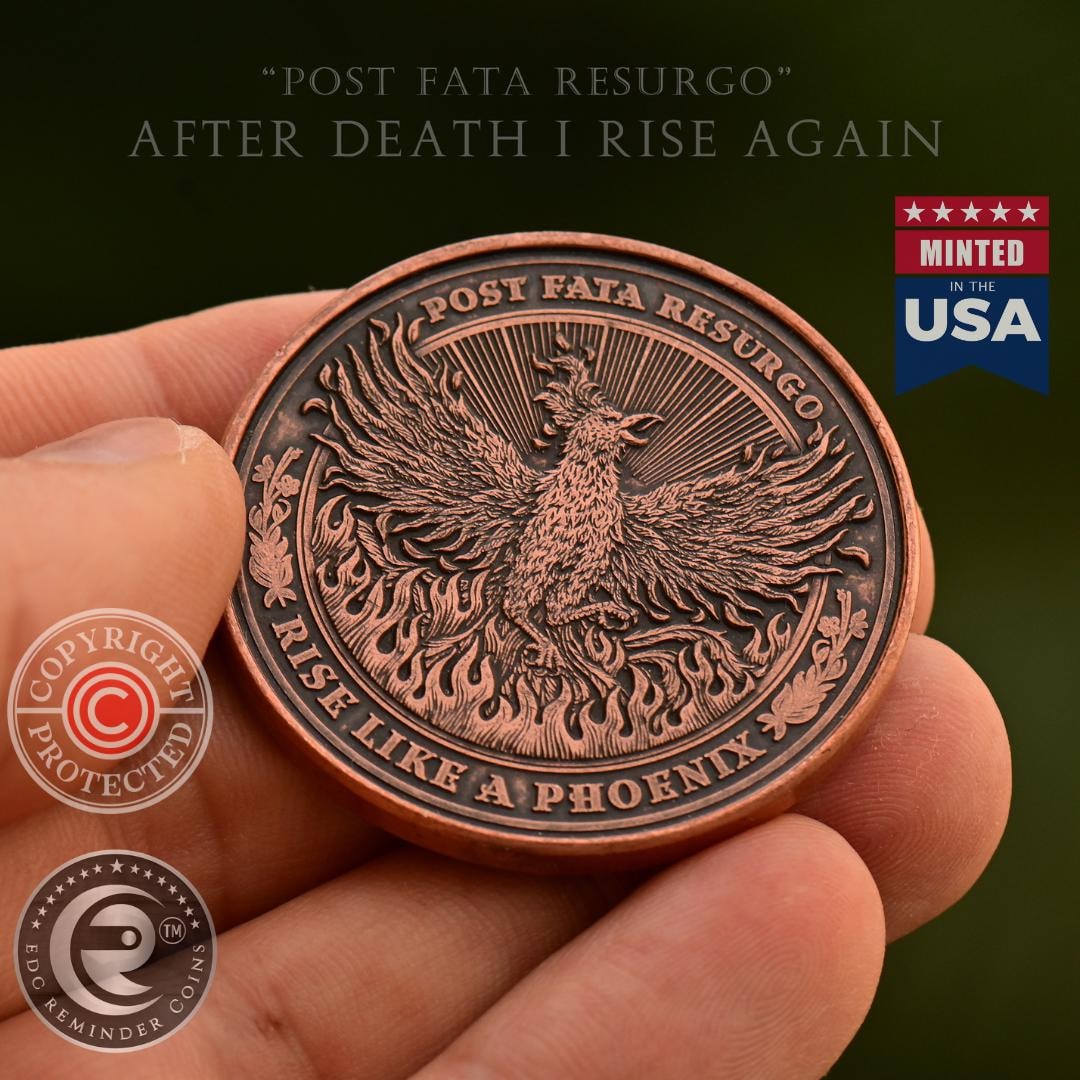 Phoenix Medallion| EDC Reminder Coin | Phoenix Rising From Ashes a ...