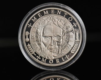 Memento Mori 1 oz 999 Fine Silver Coin | Everyday Carry Skull Medallion | EDC Reminder Coins | Stoic Wisdom  High Relief Hobo Coins