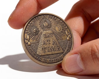 Addiction Coin | EDC Reminder Coins | Recovery Coin Medallion |  Serenity Gift | Sobriety Gift | Narcotics Anonymous Gift | Recovery Token