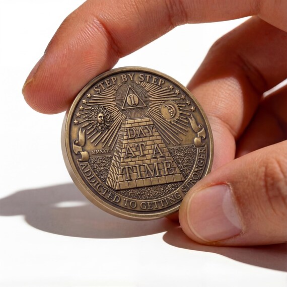 Addiction Coin | EDC Reminder Coins | Recovery Coin Medallion |  Serenity Gift | Sobriety Gift | Narcotics Anonymous Gift | Recovery Token