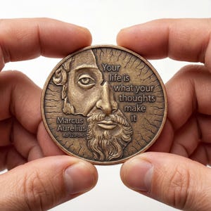 Marcus Aurelius Medallion by EDC Reminder Coins | Daily stoic philosophy - your life depends upon the quality of your thoughts image 1