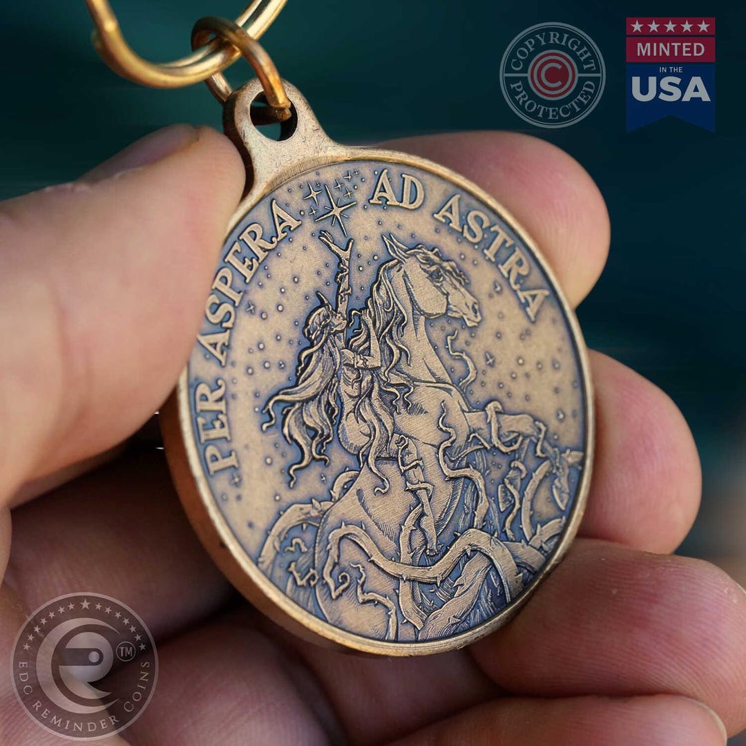 Per Aspera Ad Astra Key Tag EDC Reminder Challenge Coin Through the ...