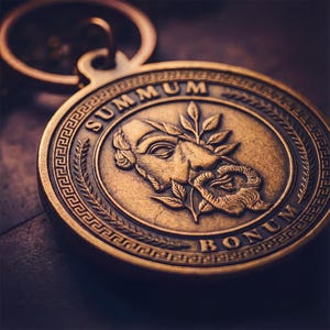 Stoic Virtues Keychain Antique Bronze, Wisdom Courage Justice Key Tag, Philosophy Gift image 5