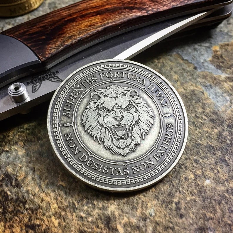Audentes Fortuna Iuvat | Lion EDC Reminder Coins | Everyday Carr