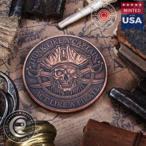 Piraten Münze | EDC Erinnerungsmünzen | Skull Octopus Souvenir Challenge Münze Medaillon | Sea Pirate Flagge Schiff Schatzkarte | EDC Piraten Token