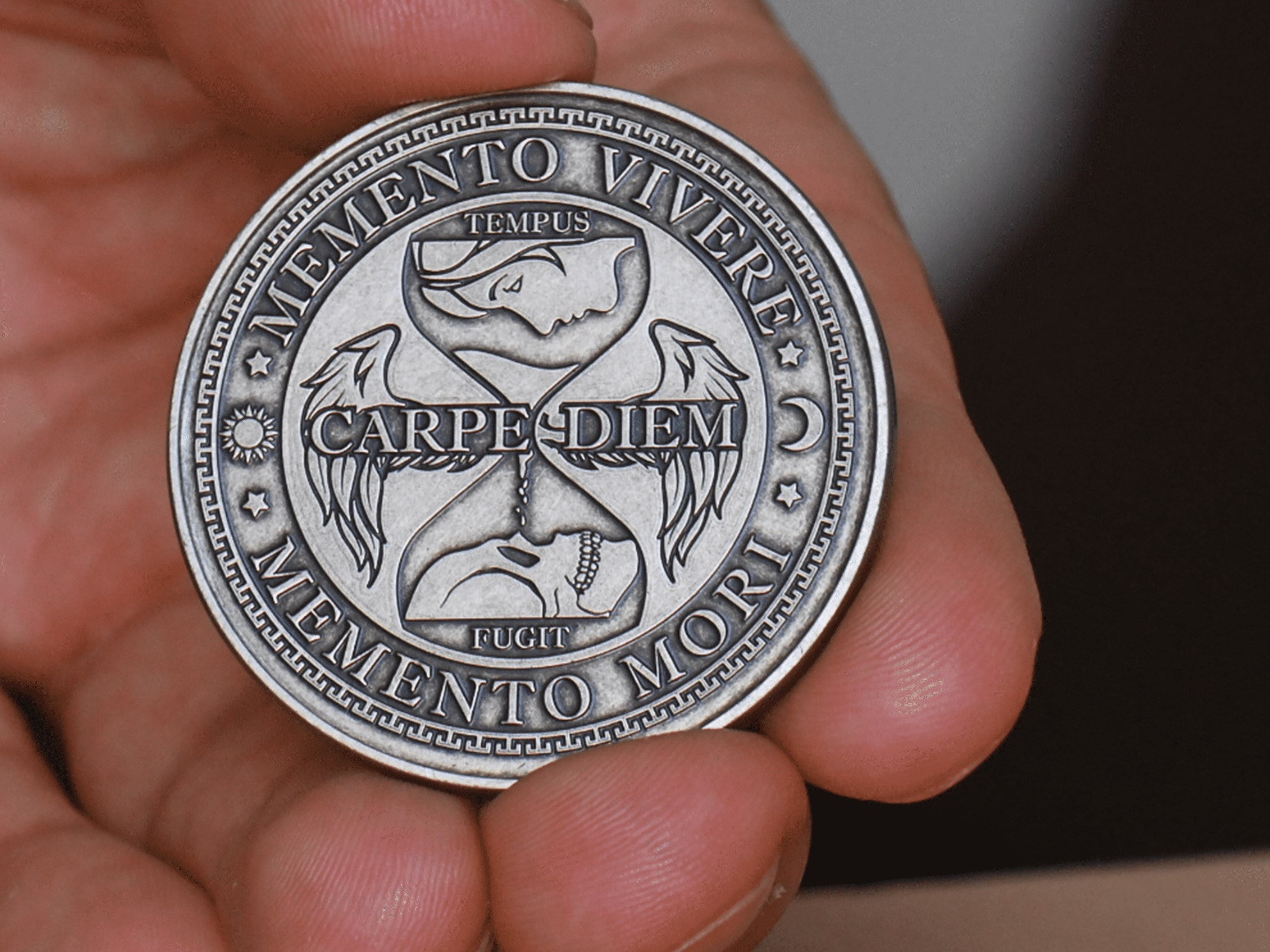 Memento Mori Coin Carpe Diem, Stoic Daily Reminder Coin, Memento - View #2