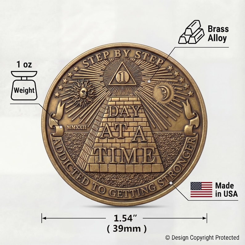Addiction Coin | EDC Reminder Coins | Recovery Coin Medallion | Serenity Gift | Sobriety Gift | Narcotics Anonymous Gift | Recovery Token image 3