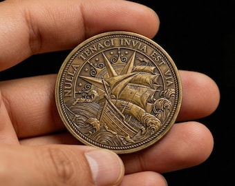 Tenacity Coin | EDC Reminder Coins | Latin Quote Medallion | Gift For Friend | Everyday Carry Token Coin | Encouragement Gift