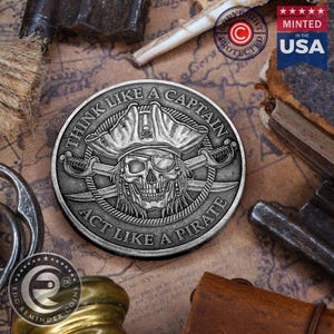Piraten Münze | EDC Erinnerungsmünzen | Skull Octopus Souvenir Challenge Münze Medaillon | Sea Pirate Flagge Schiff Schatzkarte | EDC Piraten Token