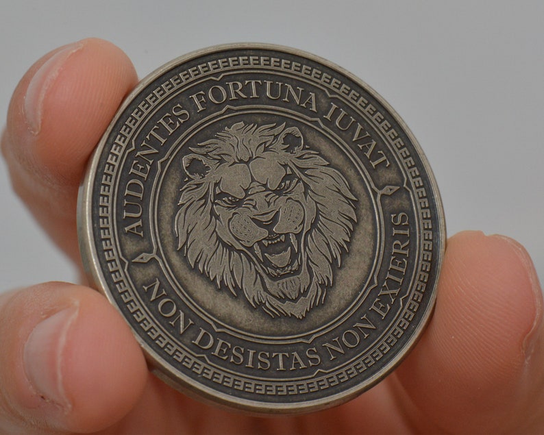 Audentes Fortuna Iuvat / Lion Coin / EDC Reminder Coin / EDC Etsy