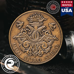 Dum Spiro Spero コイン | EDC リマインダー コイン | 毎日持ち歩けるモチベーション コイン | 励ましのギフト | ポジティブな考え方の引用コイン