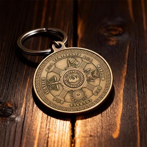 Stoic Virtues Keychain Antique Bronze, Wisdom Courage Justice Key Tag, Philosophy Gift image 6