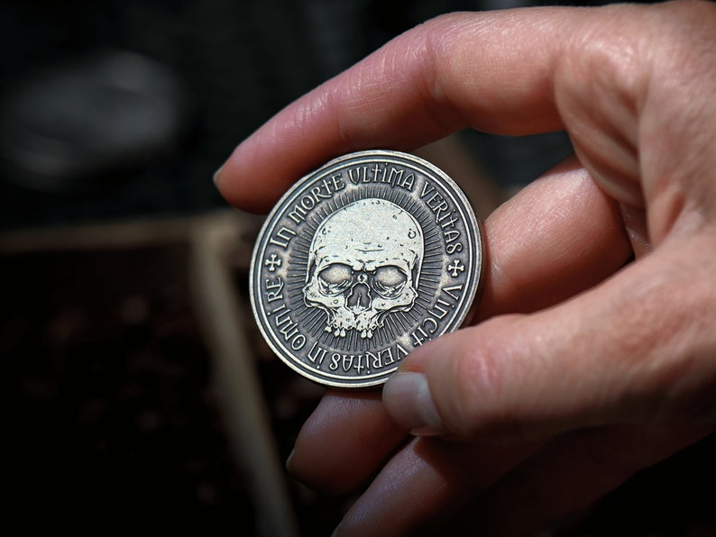 Omnia Vanitas EDC Reminder Latin Daily Stoic Gift Remember Death Skull Coin Silver Medallion Hobo Nickel Military Army Veteran Coins image 8