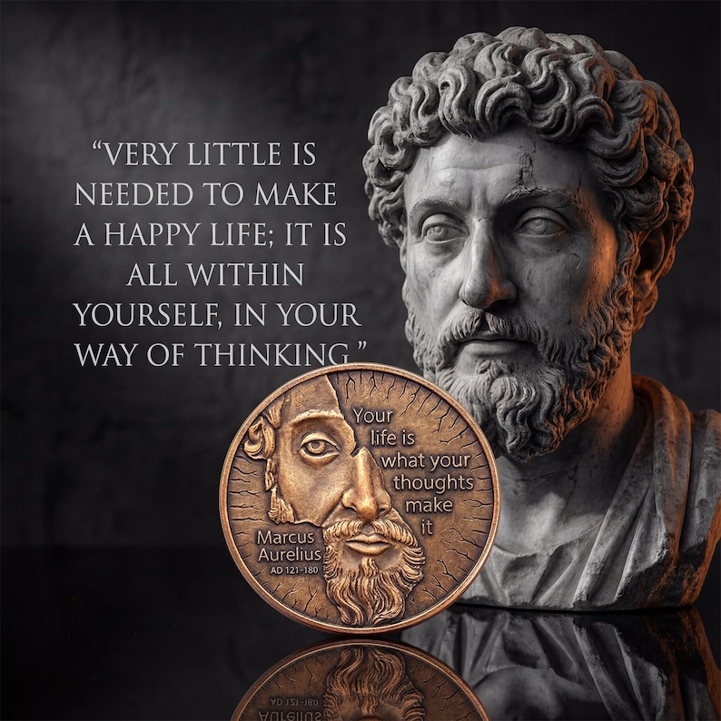 Marcus Aurelius Medallion by EDC Reminder Coins | Daily stoic philosophy - your life depends upon the quality of your thoughts image 3