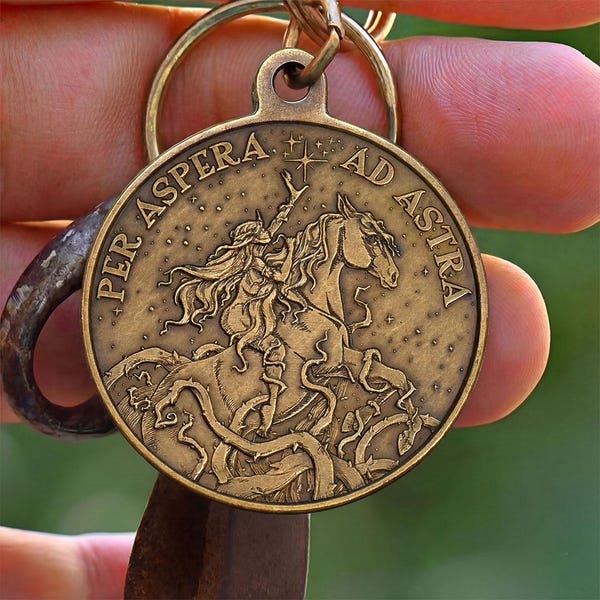 Per Aspera Ad Astra-sleutelhanger | EDC-herinneringsuitdagingsmunt | Door de ontberingen naar de sterren | Verjaardagscadeau | Afstudeercadeau | EDC-munten