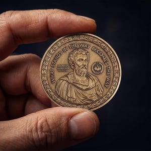The Obstacle Path Coin | EDC Reminder Coin | EDC Coin Gift | Daily Stoic Coin | Marcus Aurelius Coin Medallion | Stoic Gift for Husband Him