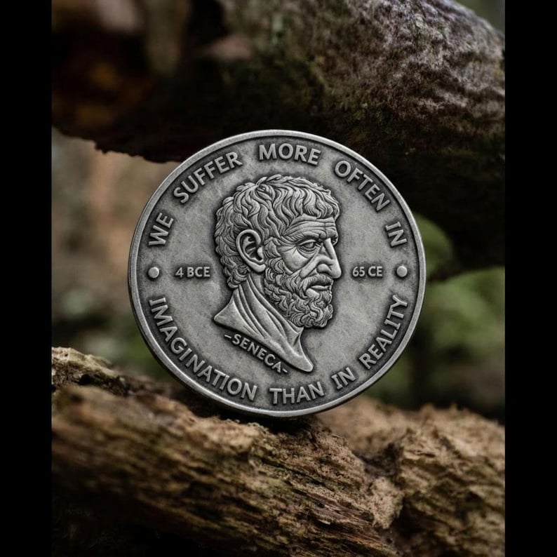 Seneca Coin | Stoicism | Stoic Philosophy | Daily Stoic Reminder | Stoic mindset | Stoic Store | Seneca | Stoic Quotes | Motivation Coin image 5