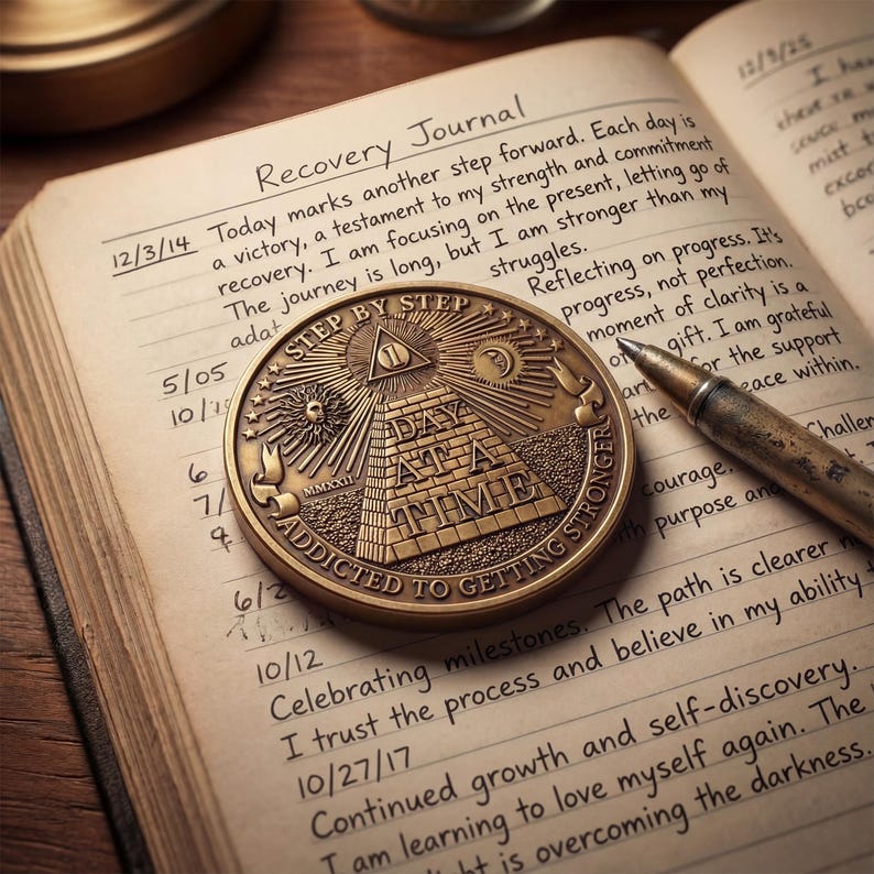 Addiction Coin | EDC Reminder Coins | Recovery Coin Medallion | Serenity Gift | Sobriety Gift | Narcotics Anonymous Gift | Recovery Token image 4