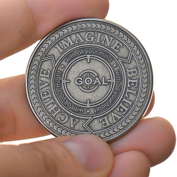 Goal Achiever Coin | Hit Daily Personal Setting Life Goal | Achievement Recognition Encouragement Friend Gift | EDC Pocket Token Coin Gift