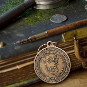 Stoic Virtues Keychain Antique Bronze, Wisdom Courage Justice Key Tag, Philosophy Gift image 7
