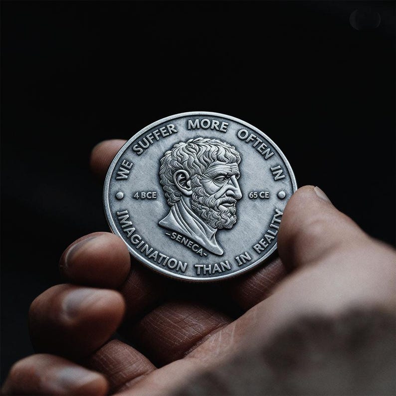 Seneca Coin | Stoicism | Stoic Philosophy | Daily Stoic Reminder | Stoic mindset | Stoic Store | Seneca | Stoic Quotes | Motivation Coin image 3