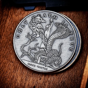 Omnia Vanitas EDC Reminder Latin Daily Stoic Gift Remember Death Skull Coin Silver Medallion Hobo Nickel Military Army Veteran Coins image 7