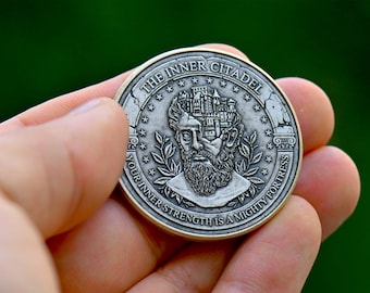 The Inner Citadel Stoic Coin | EDC Reminder Coins | Stoic Gift Idea | Everyday Carry Quote Coin | EDC Challenge Coins | Stoic Medallion