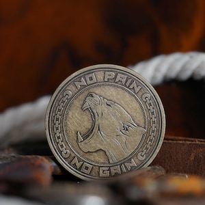 No Pain No Gain Coin | Fitness Gym Workout Bodybuilding Motivation Gift For Him/Her | Reminder Challenge Coin | Pocket Gear Coin Collection